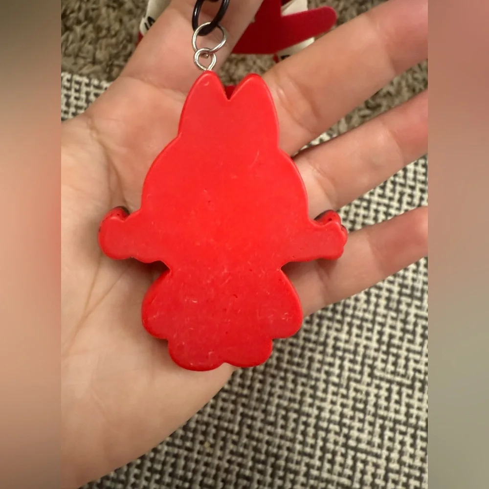 Labubu the monster mobile phone lanyard keychain, Red
